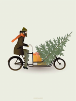 Lade das Bild in den Galerie-Viewer, Weihnachtspostkarte &quot;Bike with christmas tree&quot;
