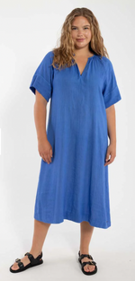Lade das Bild in den Galerie-Viewer, Modal &amp; Leinen Kleid in blue
