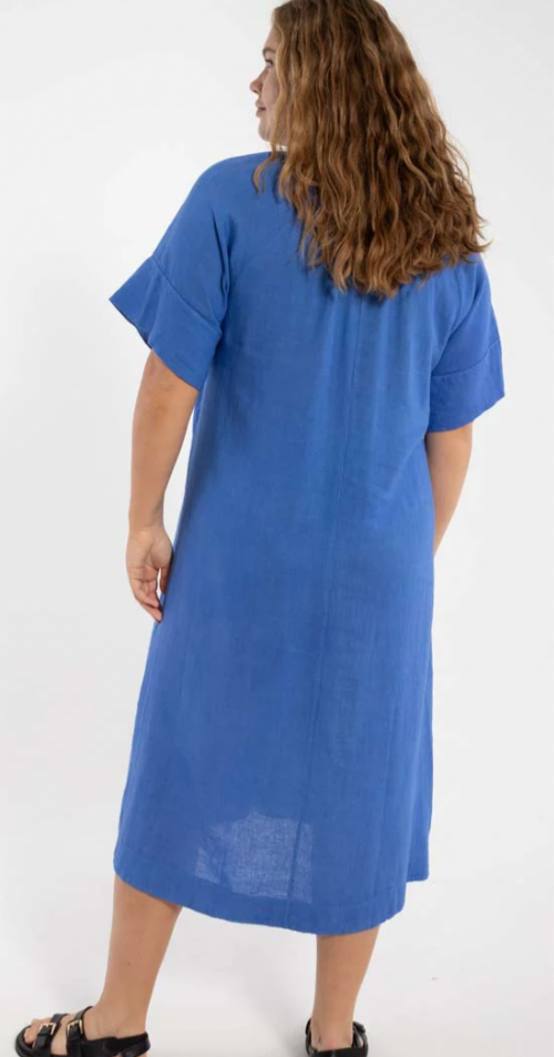Modal & Leinen Kleid in blue