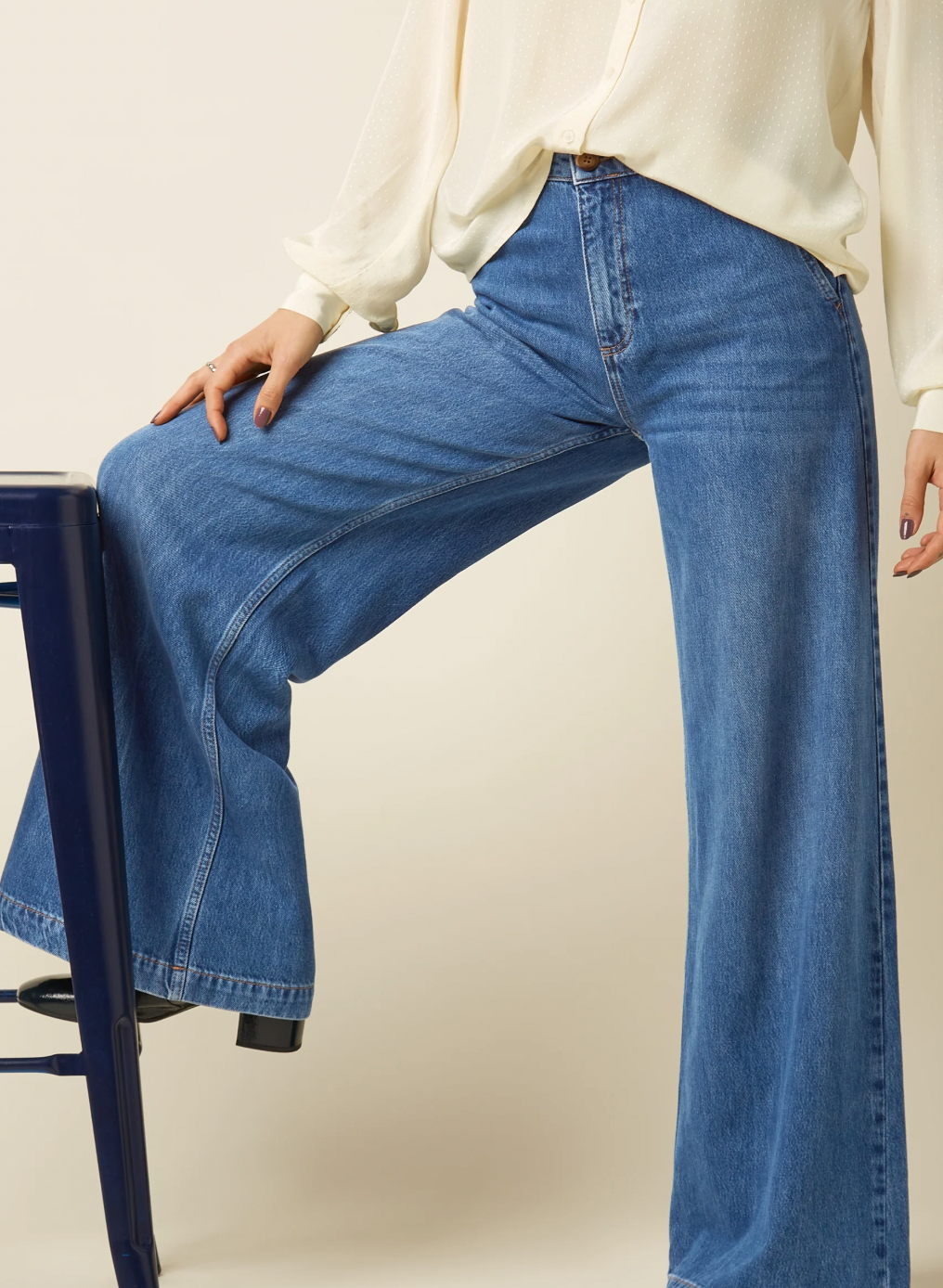 Wide Leg Jeans in Stone Denim