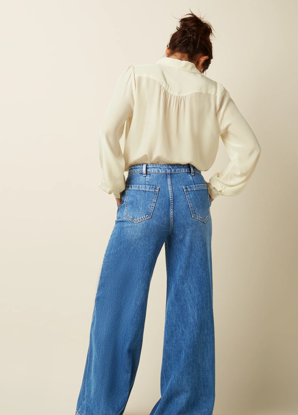 Wide Leg Jeans in Stone Denim