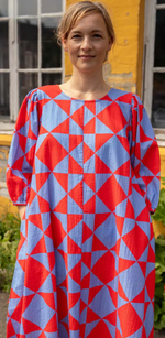 Lade das Bild in den Galerie-Viewer, Kleid &quot;Seersucker&quot;, red/waterblue
