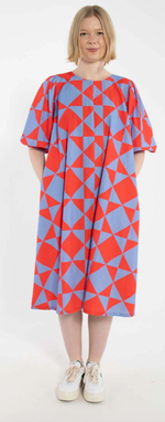Lade das Bild in den Galerie-Viewer, Kleid &quot;Seersucker&quot;, red/waterblue
