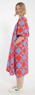 Lade das Bild in den Galerie-Viewer, Kleid &quot;Seersucker&quot;, red/waterblue
