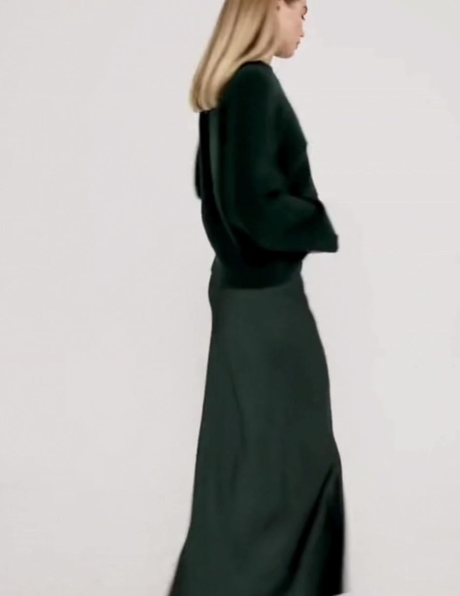 Satin Maxi-Skirt, Forest Green